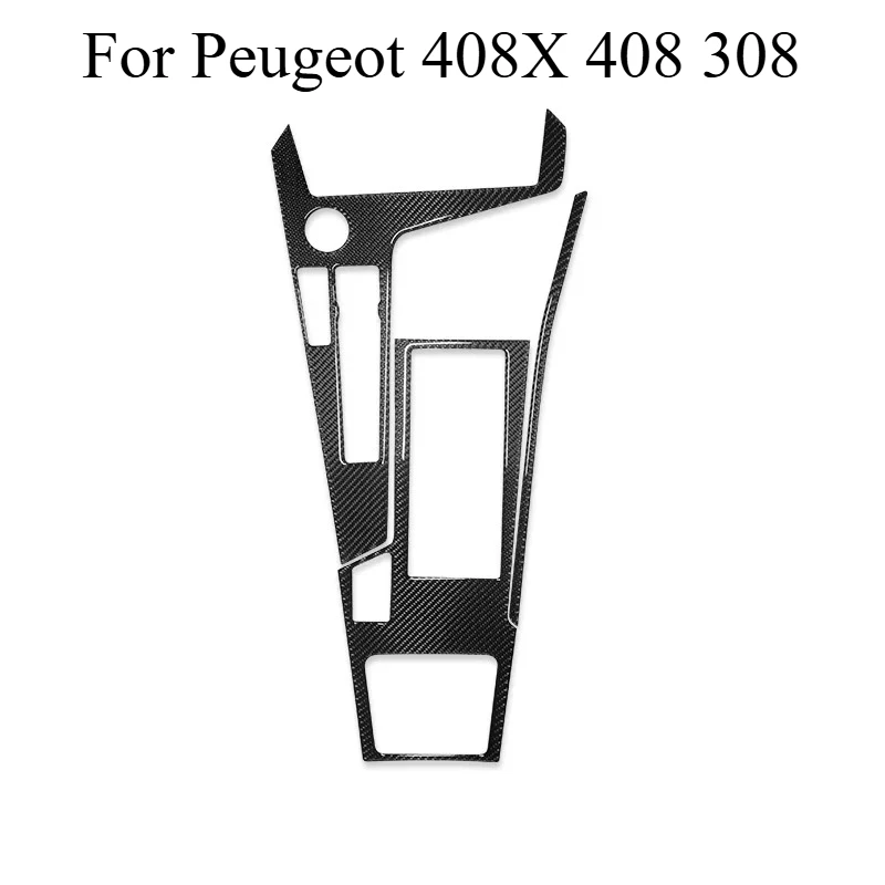 For Peugeot 408X 408 308 Gear Shift Panel Trim Cover | Real Soft Carbon Fiber Interior Console Decorative Overlay