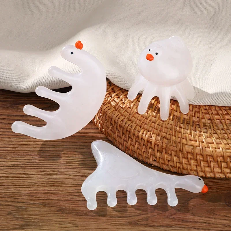 أوزة شكل الجسم ميريديان تدليك مشط الراتنج خمسة واسعة الأسنان مشط الوخز بالإبر مساعدة الدورة الدموية مكافحة ساكنة الشعر السلس #3