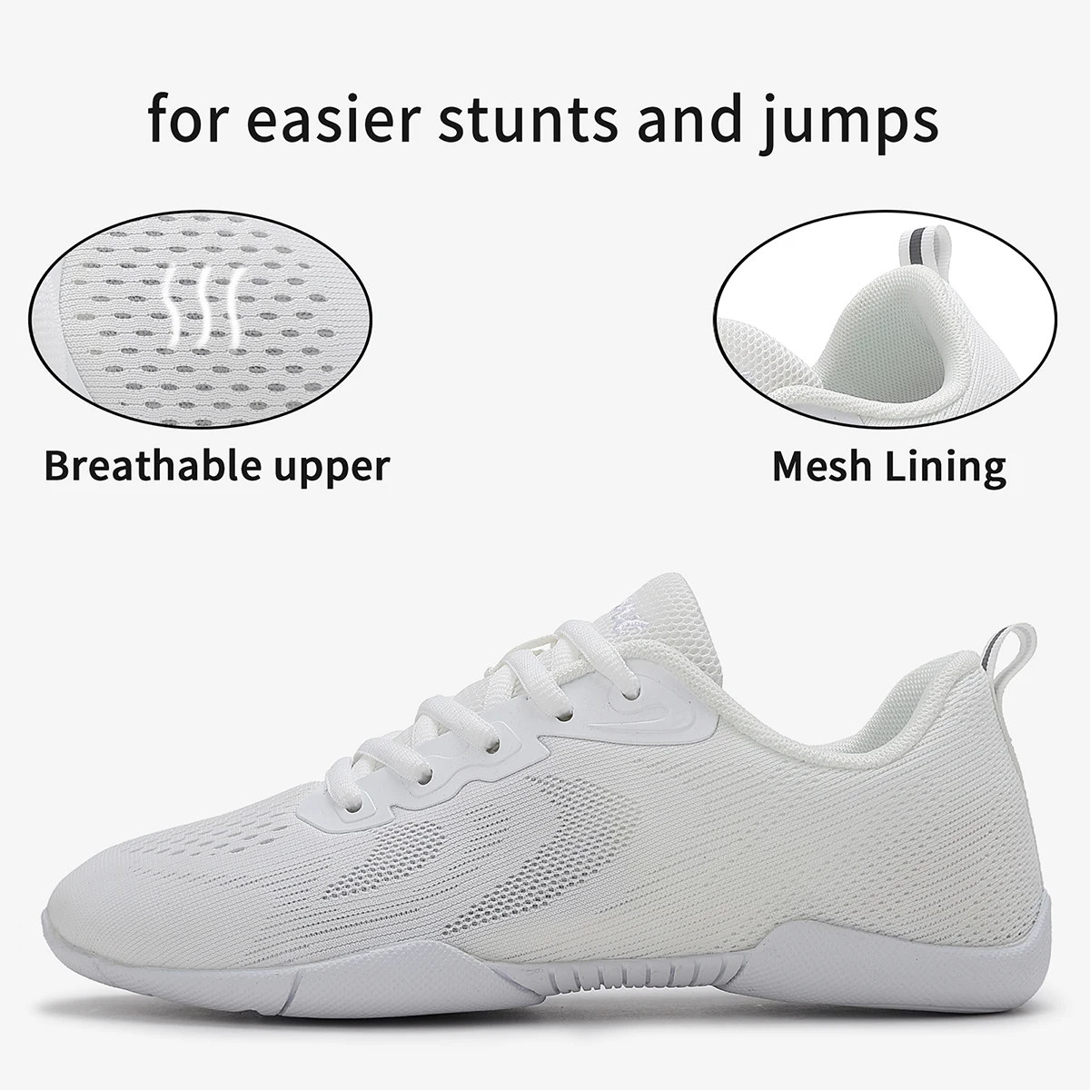 Breathable White Cheerleading Shoes Women Girls Non-slip Youth Cheer Shoes Professional Competition Cheerleader Sneakers 2527