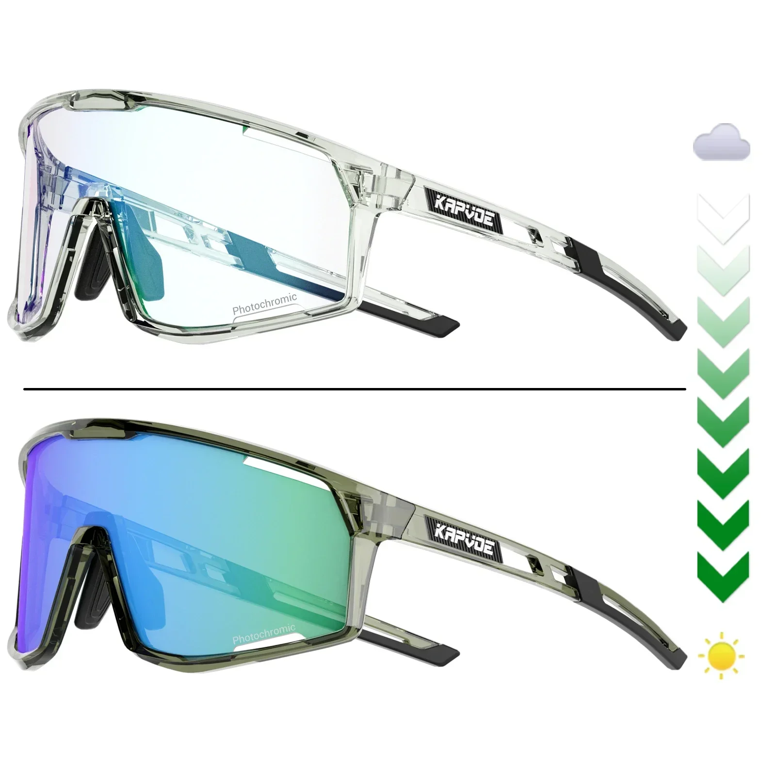 

Kapvoe Photochromic Frame Sunglasses and Lens Bike for Men Photochromic Cycling Glasses UV400 Sports Eyewear Driving Shades 2024