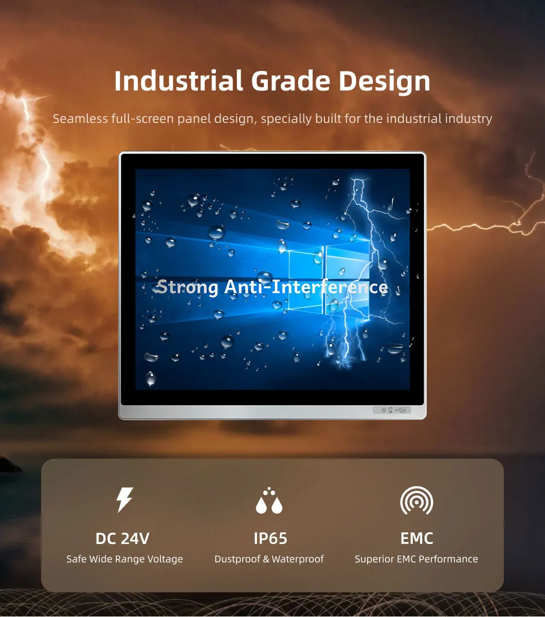 12.1 Inch Operation Panel Waterproof Embedded HMI Industrial Touch Screen Display With Wall Mount Bracket Ethercat For Factory