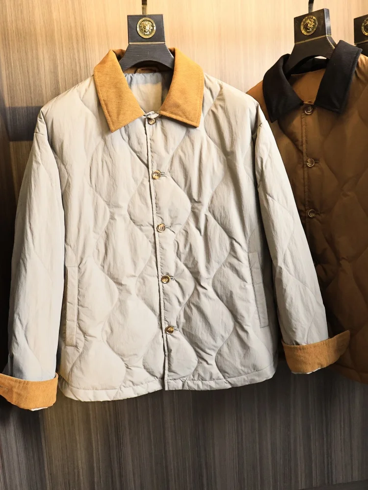 

Men's Vintage Sle down Jaet Lightweight Warm Quilted Du down Collared Padded Coat Faionable Urban Outdoor Wear