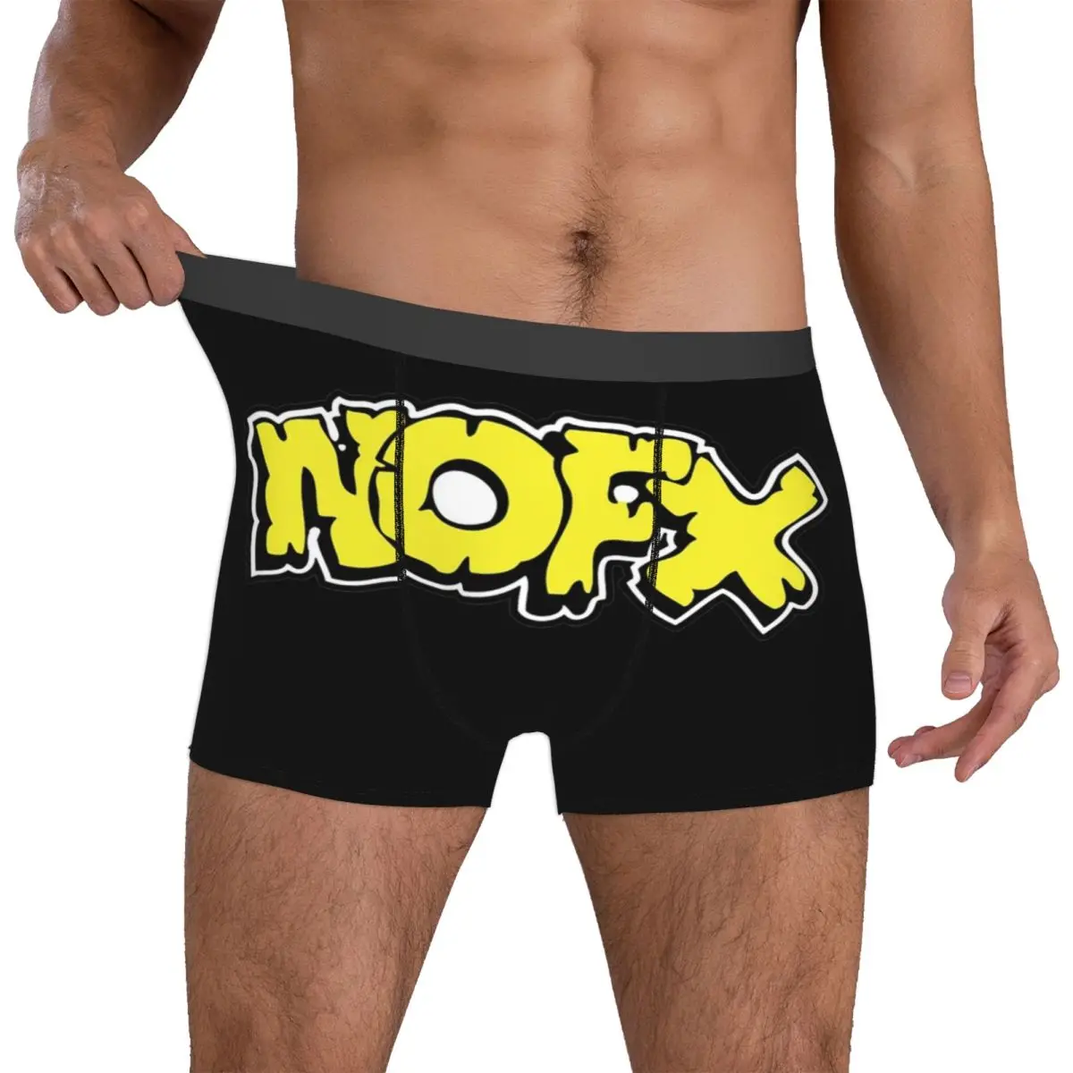 Men Nofx Punk Band Logo Boxer Briefs Shorts Panties Polyester Underwear Rock Music Homme Fashion S-XXL Underpants