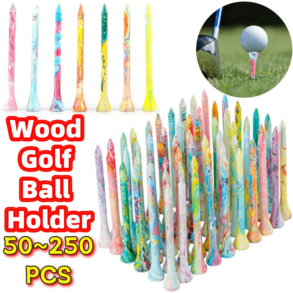 50~250Pcs Wood Golf Tees Portable Golf Tack More Stable Golf Ball Nails Tees Colorful Golf Training Ball Tee Golf Accessories