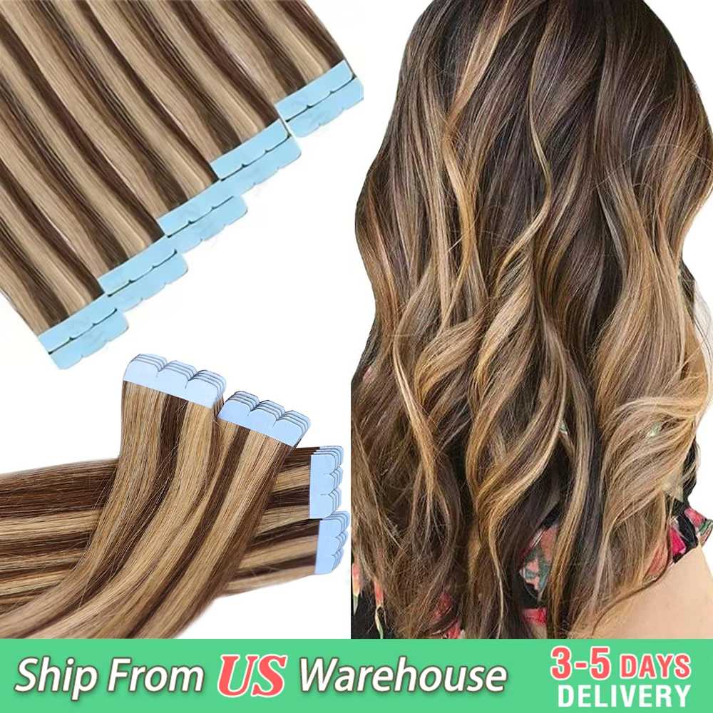 MRSHAIR Mini Nastro Estensioni Dei Capelli Nastro Naturale Dei Capelli Umani nelle Estensioni Dei Capelli 3x0.8 cm Nastro Invisibile 10 pz/pacco Per I Capelli Laterali