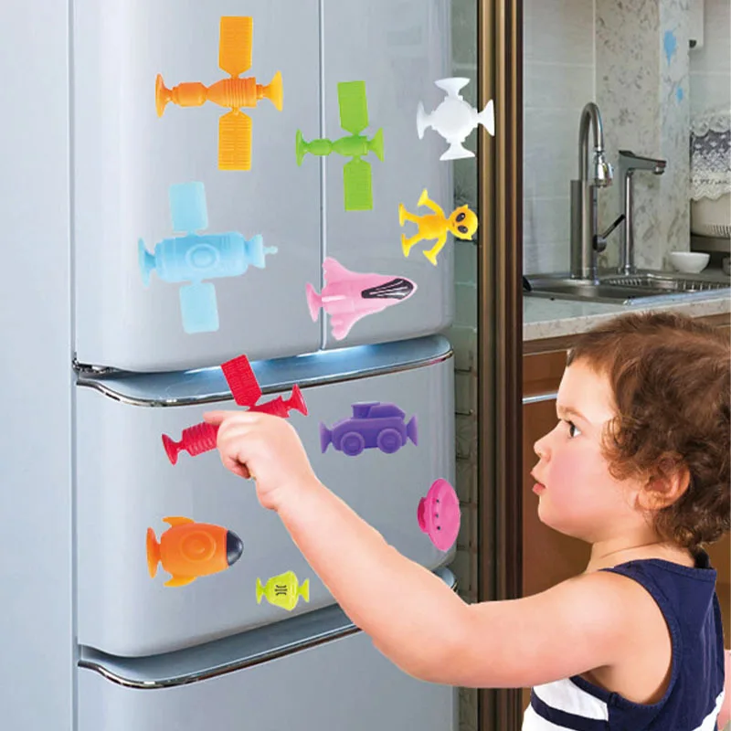 Juguetes de baño de succión para niños, juego de juguetes de ventosa para el espacio exterior de 13 piezas, juguetes de construcción de ventanas sensoriales para niños pequeños, niños y niñas