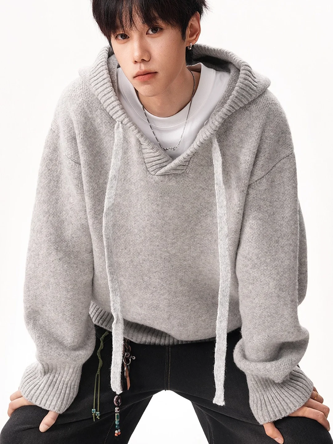 

American Sle Hooded Knitted Sweater Coat Men's Autumn Winter Lazy Vintage Versatile Couple's Sweater Casual Hoodie