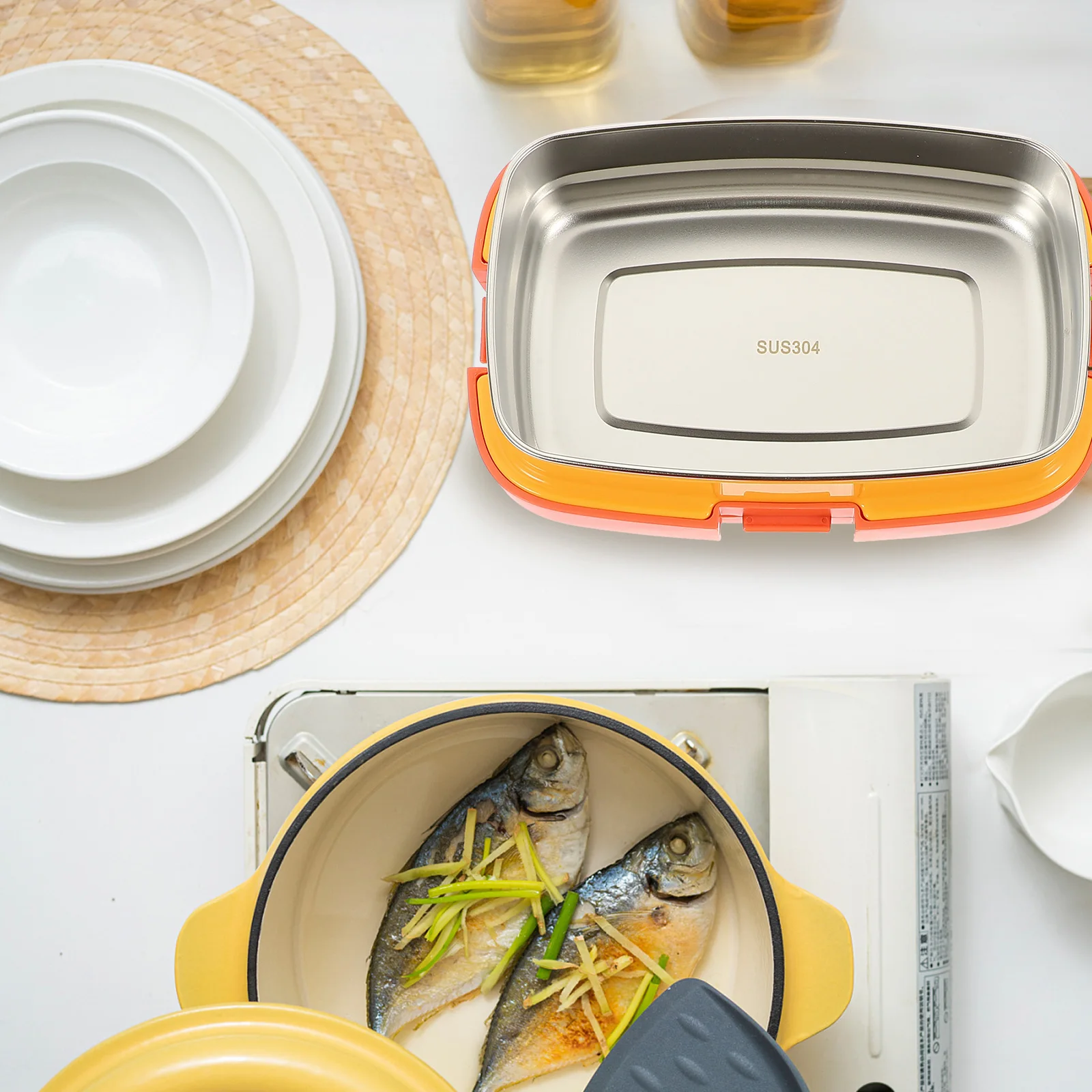 1 Set Stainless Steel Airtight Lunch Container With Tableware Sealing Food Storage Box For Snacks Fruits Dessert