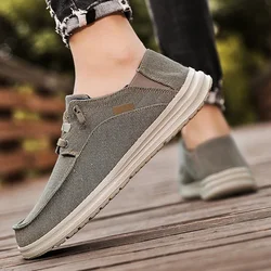 MenCanvas Shoes Summer Loafers Gray Men's Sneakers Luxury Brand High Quality Lightweight Casual Shoes Canvass Galoshes Big Size