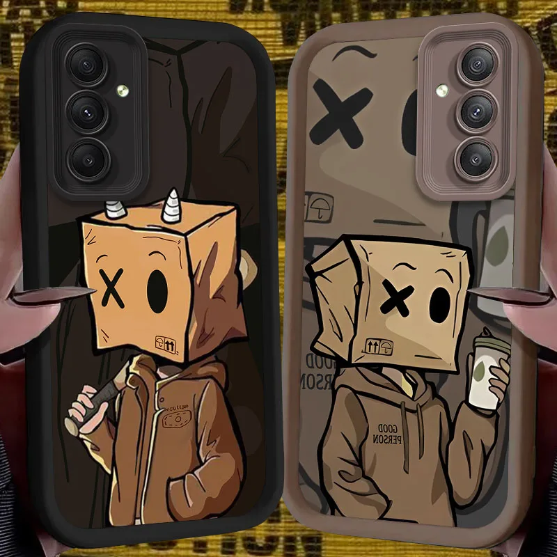 Cartoon Luxury Box Paper Man Case for Samsung Galaxy A35 A55 A15 A25 A16 A06 A05 A05S A24 A13 A23 A12 A22 A32 A52 A71 A51 4G