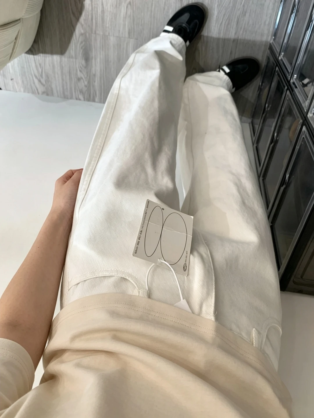 Extended Size 180 Slim Fit White Denim Jeans Women Loose Slimming Pear Shape Wide Leg Straight Cut Trousers High Waist Jeans