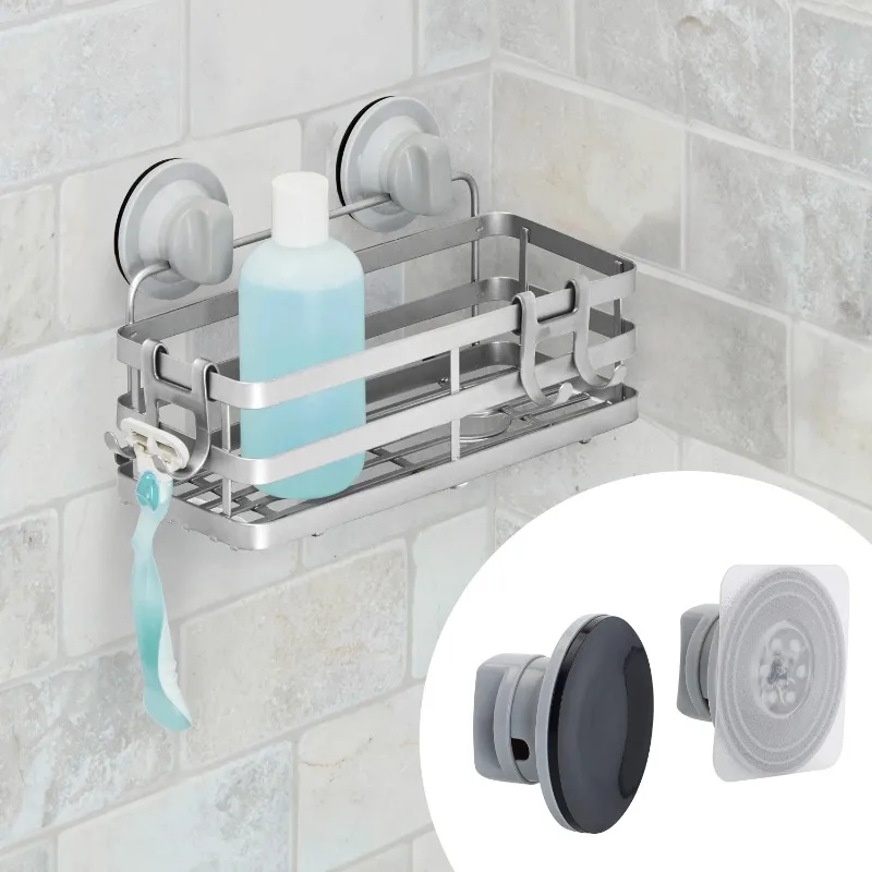 

Adhesive or Suction Mount Shower Storage Basket, Satin Nickel