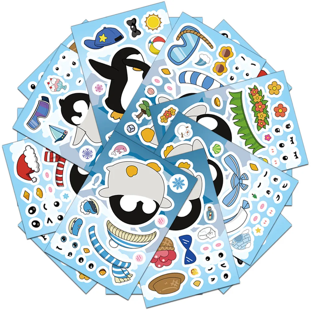 8 قطع من ملصقات الكولاج الكرتونية على شكل قطة إبداعية لتزيين حافظات الهاتف وأجهزة الكمبيوتر المحمولة وأكواب المياه وملصقات شخصية ذاتية الصنع #2