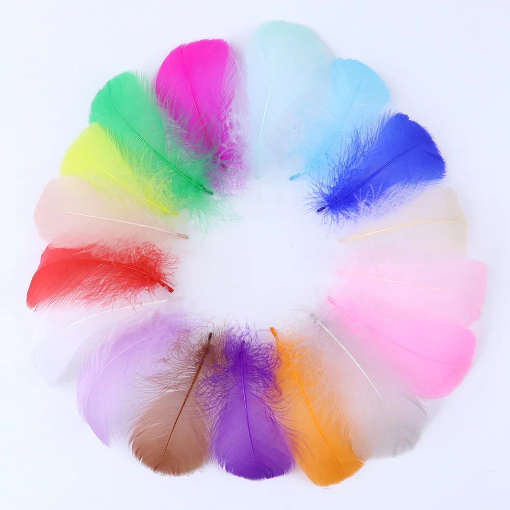 100PCS/BAG Colourful Goose Feather for Crafts 4-8cm 8-12cm Floating Plumes Jewelry Making Dream Catcher Material Decor Feather