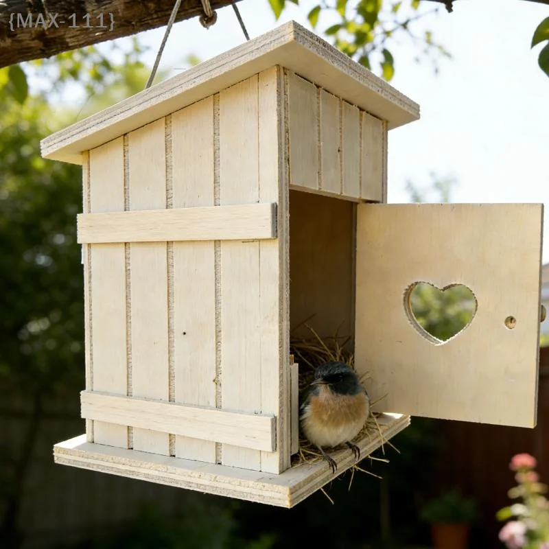 【F2-MAX111】Dollhouse Mini Wooden Bird Nest Chicken Coop - Miniature Outhouse Model Photography Props Doll House Accessories