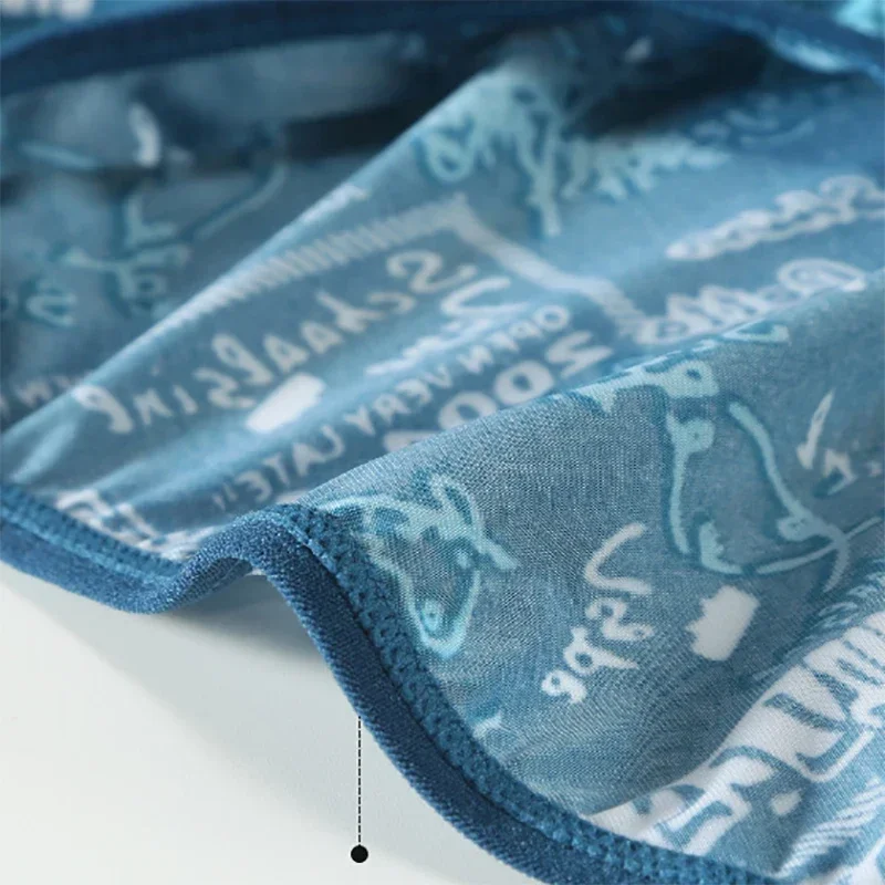 4PCS Men's printed ice silk triangle Underwear, trendy letter pattern breathable and comfortable underwear