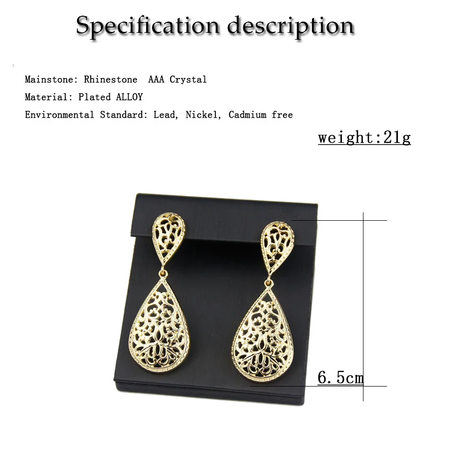 Sunspicems Morocco Golden Drop Earring for Women Hollow Arabesque Arab Earring Ethnic Wedding Court Jewelry Gift image 6