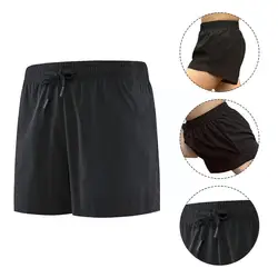 Pantalones cortos deportivos para hombre, Shorts deportivos ajustados, elásticos, con capa Base, transpirables, para entrenamiento, secado rápido, color negro, J7O1