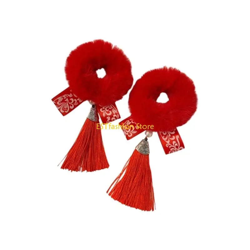 

Y5GC Детские аксессуары для волос с красными плюшевыми кольцами и аксессуарами для волос в форме пучка.