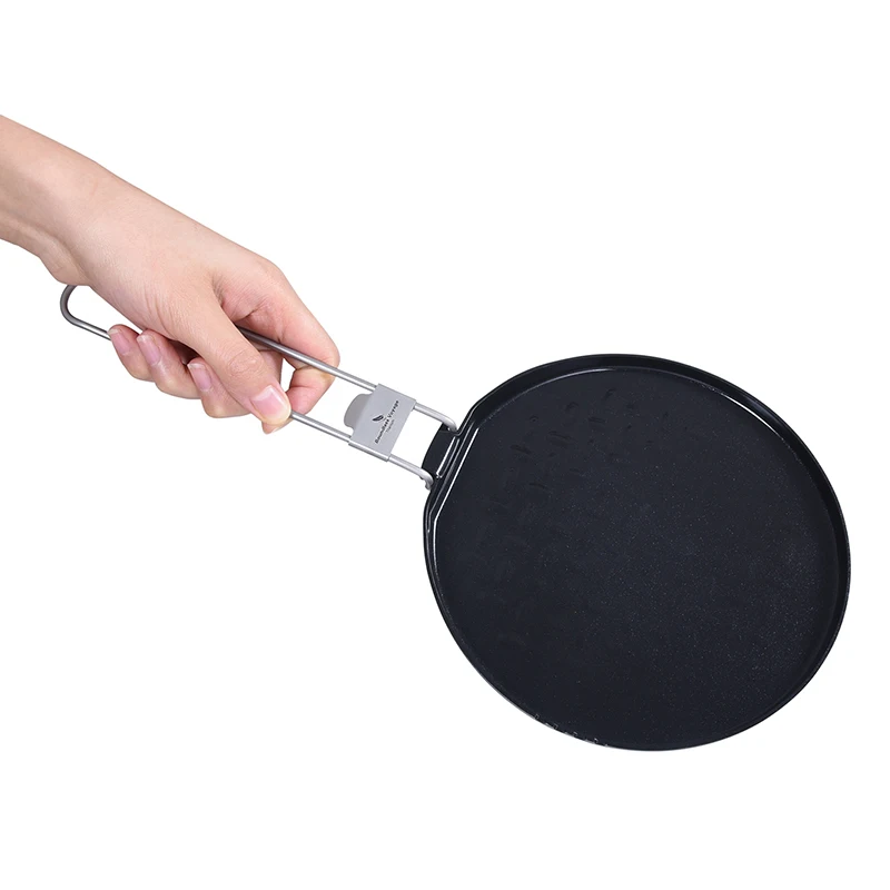 Boundless Voyage Camping Cookware Titanium Frying Pan, Nonstick Pot, Ultra-light Outdoor Picnic Cooking Utensils BBQ Plate