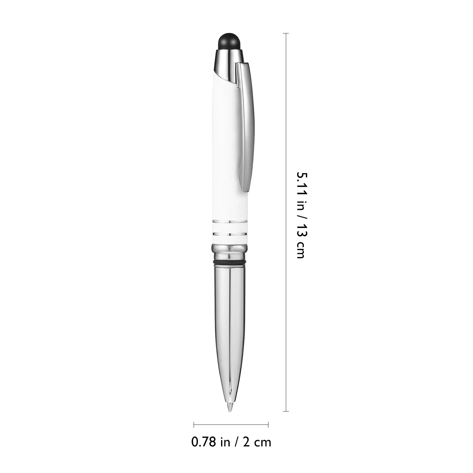2Pcs Sleek Metal Ballpoint Pen with Built-in LED Light and Precision Capacitive Stylus Tip Smooth Ink Flow Multi-Use Office