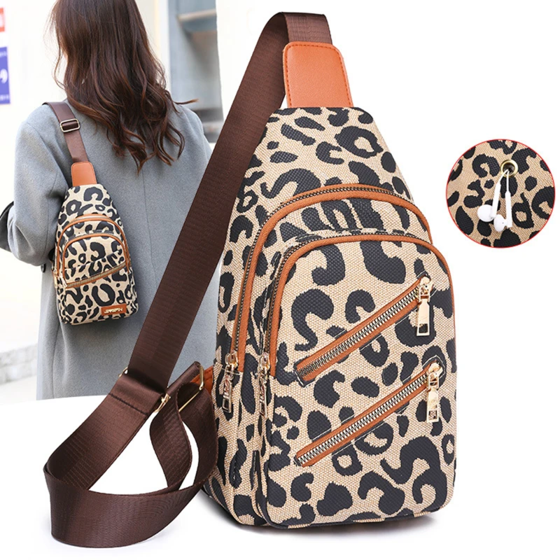 Vintage Leopard Print Shoulder Bag New Versatile Lightweight Dual-use Women's Travel Breast Bag Simple Crossbody Bag Coin Purse