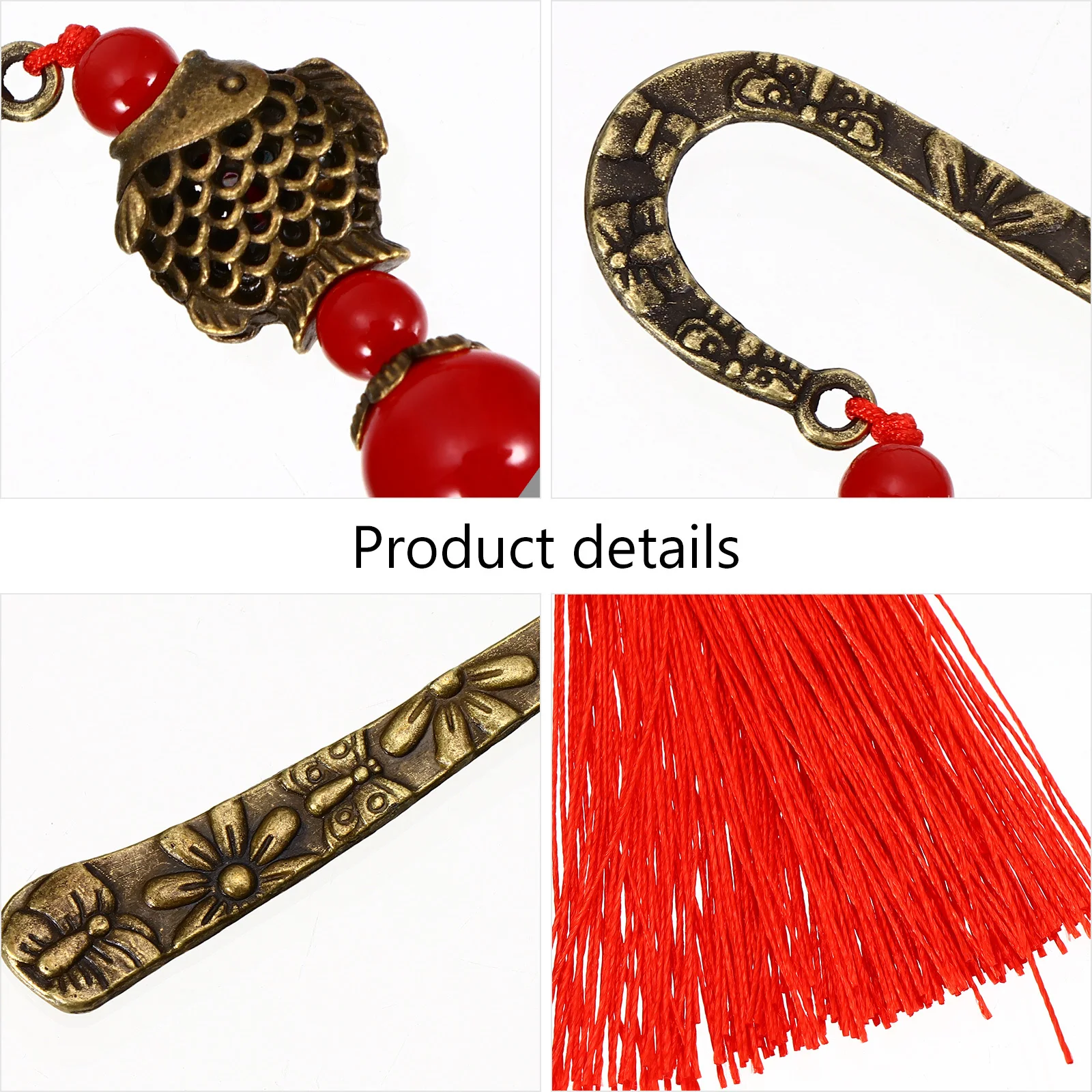 

1Pcs Vintage Metal Bookmark Chinese Style Exquisite Bookmarker with Long Tassel Perfect Reading Gift for Students Office Home