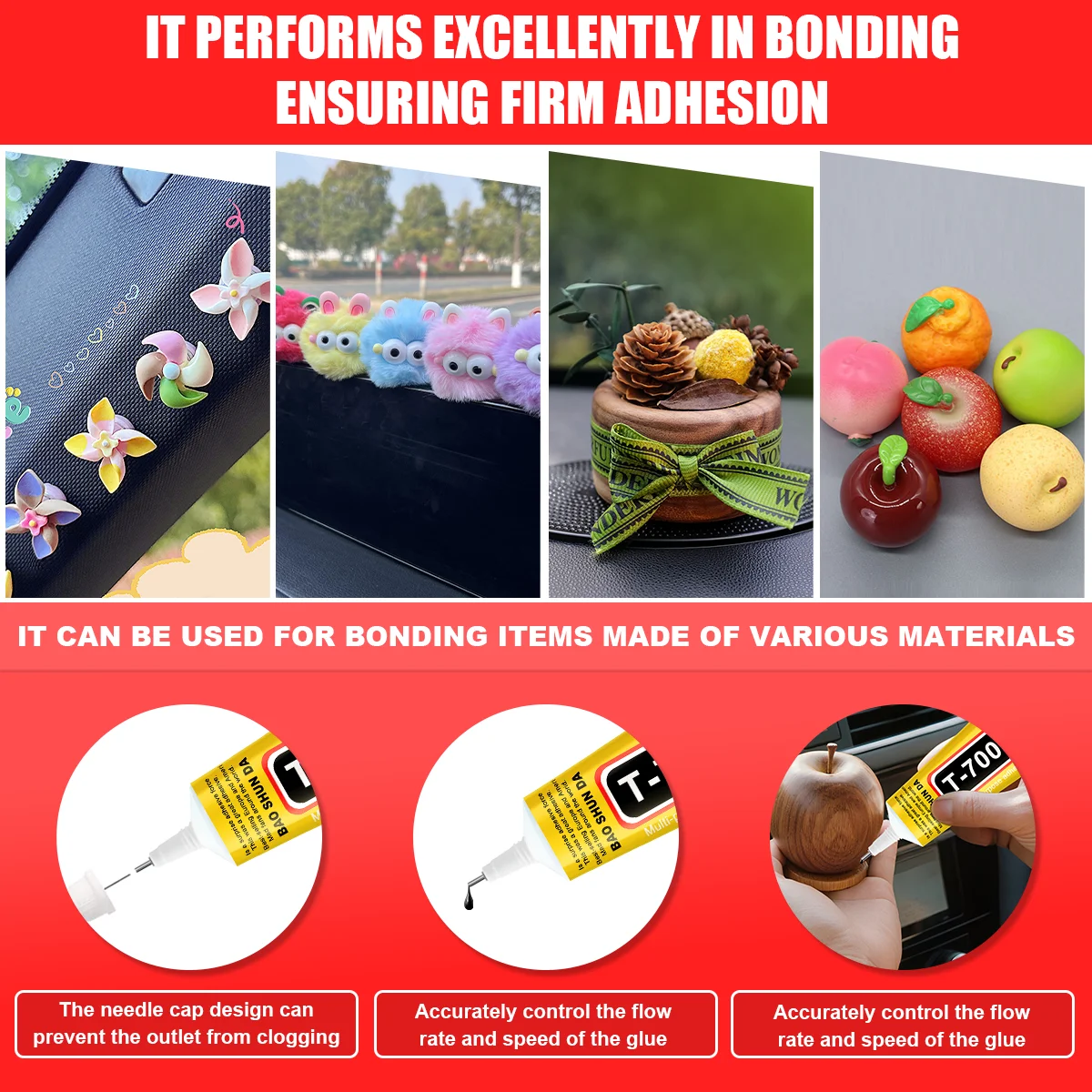 1/2 قطعة 15/25/50/110 مل T7000 غراء إصلاح أسود غراء بلاستيكي زجاجي عالمي DIY، غراء مكونات إلكترونية T-7000 مع غراء دقيق التطبيق، لاصق مطاطي أسود