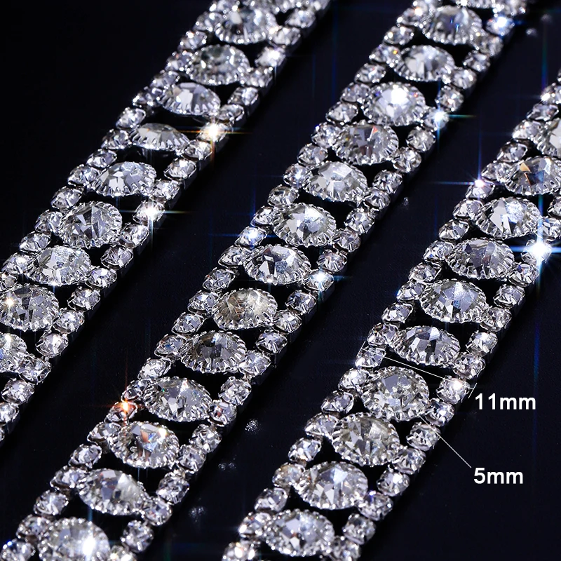 1 ياردة/90 سنتيمتر كريستال زجاج سلسلة حجر الراين خياطة على اللؤلؤ كريستال سلسلة الزخرفية للحرف الملابس الأحذية #5