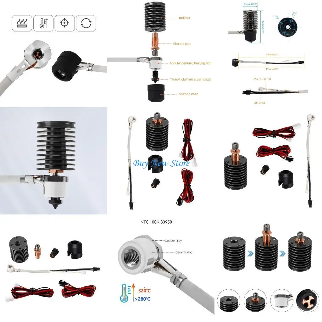

20CE 3D Printer Accessories HSRQ0102 for VORON Printer Ceramic Heating Hotend Heat Break 24V