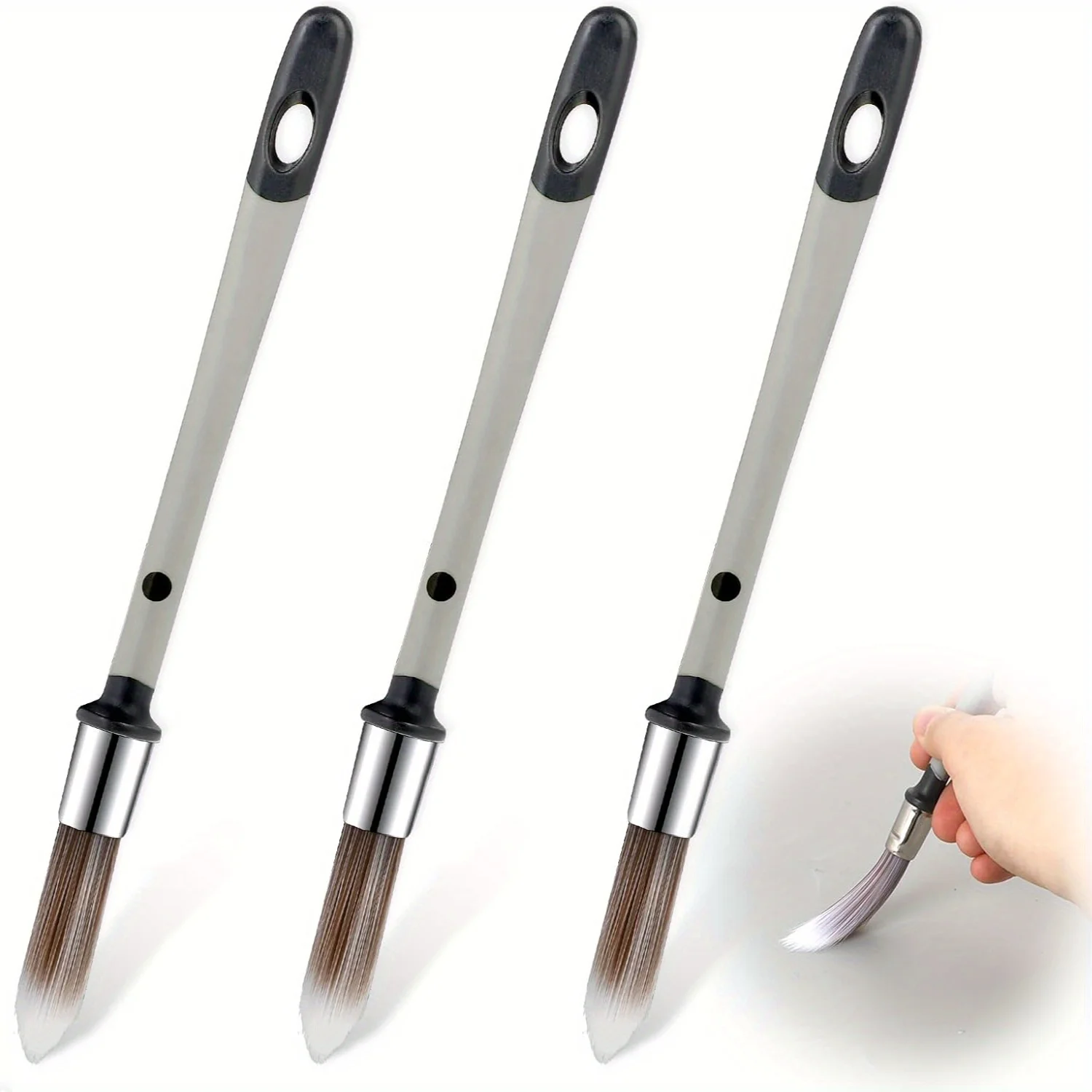 3 Pcs Paint Brushes for Painting Walls 0.37 Inch Small Paint Brush, Trim Paint Brushes Edge Painting Tool for Baseboards