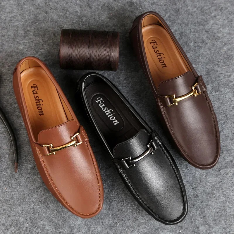 Man Shoes Leather Genuine Summer Mens Moccasin Shoes Fashion Leather Loafer Shoes Men Luxury Big size 38-47 Male Casual Footwear