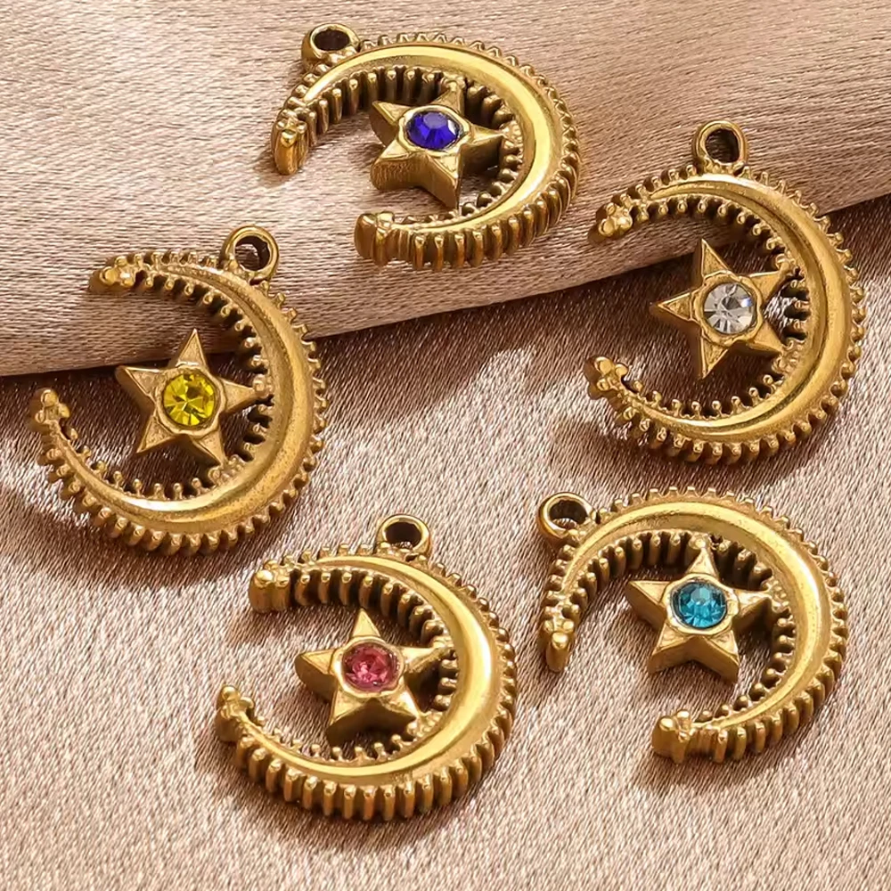 2 قطعة المينا نمط البوهيمي الشمس قلادة على شكل قمر الفولاذ المقاوم للصدأ موصل DIY بها بنفسك اليدوية المرأة قلادة المجوهرات #6