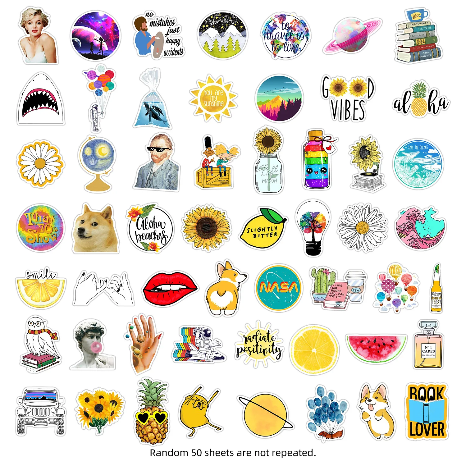 

10/50PCS Fresh Summer Graffiti Decorative Trolley Case Car Computer Refrigerator Waterproof Stickers Kids Toy