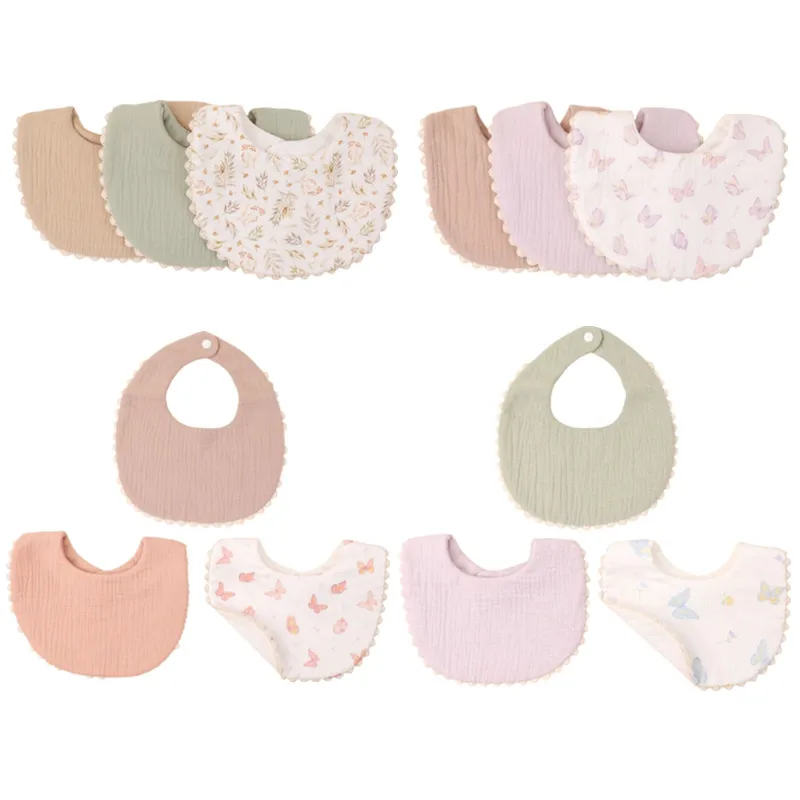 

3 PCs New Butterfly Print Baby Bibs Soft Cotton Gauze Newborn Feeding Burp Cloths Bandana Scarf Boys Girls Saliva Towel