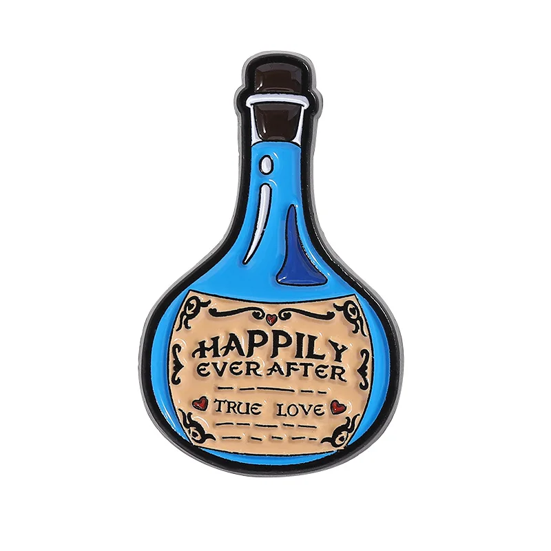Синяя волшебная брошь в виде бутылки зелья, креативная желтая любовь, значок в минималистском стиле, персонализированные универсальные аксессуары для поездок на работу