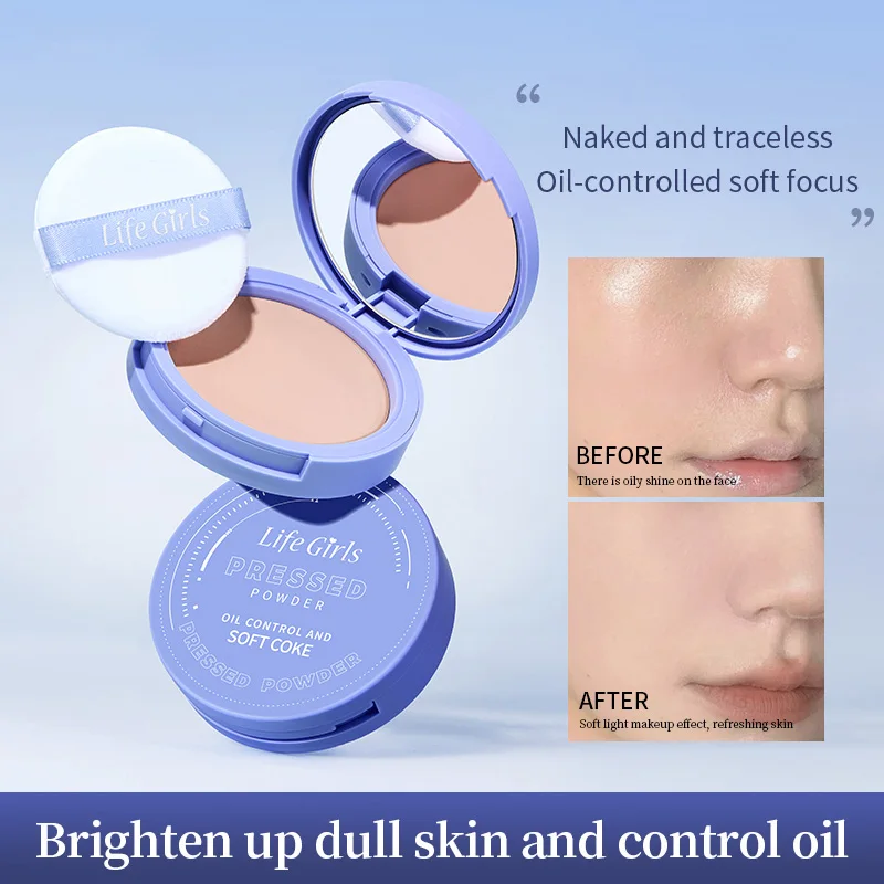 Life Girls Skin Tone Waterproof, Sweat-Proof Powder, Naturally Brightens, Conceals Concealer, Soft and Smooth, Natural and Transparent, Transparent Makeup, Self-Puff