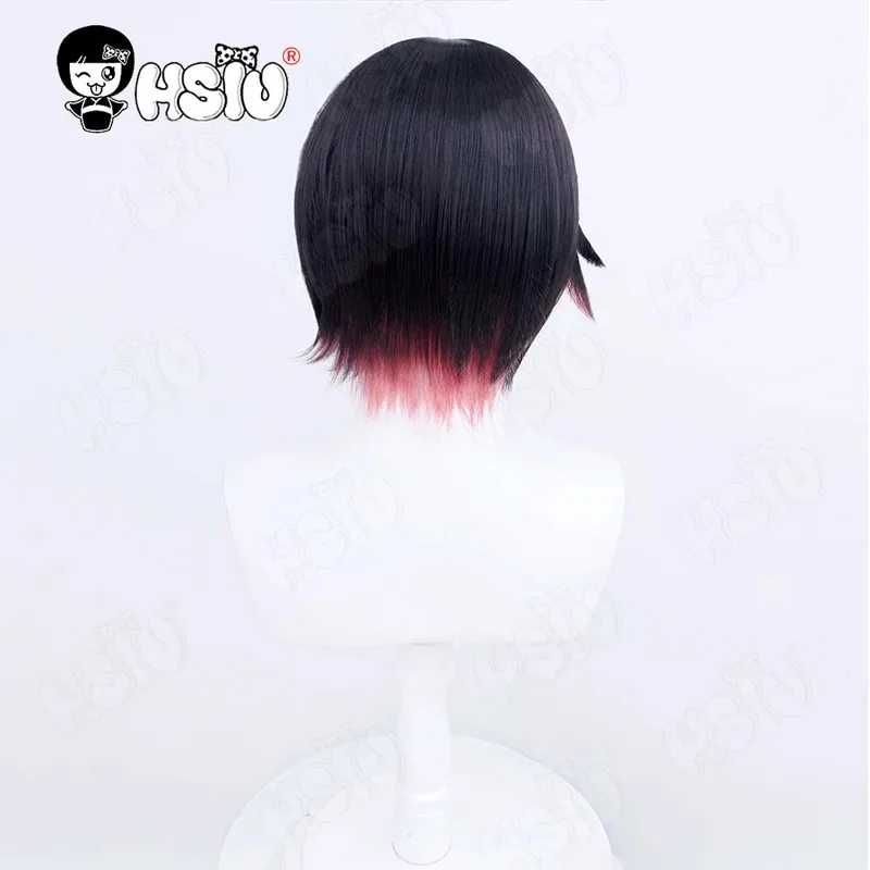 إلين جو شعر مستعار تأثيري لعبة Zenless منطقة صفر شعر مستعار تأثيري HSIU 30 سنتيمتر أسود أحمر داكن مزيج الشعر القصير شعر مستعار اصطناعي + غطاء شعر مستعار