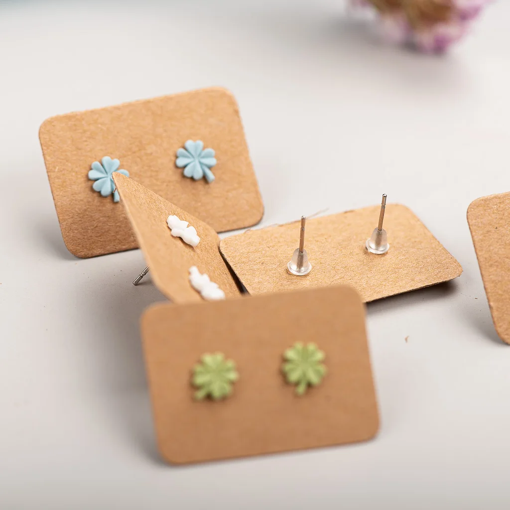 Forest Element Multicolor Small four-leaf Clover Ceramic Earrings Exquisite Porcelain Accessories Wholesale #LY217