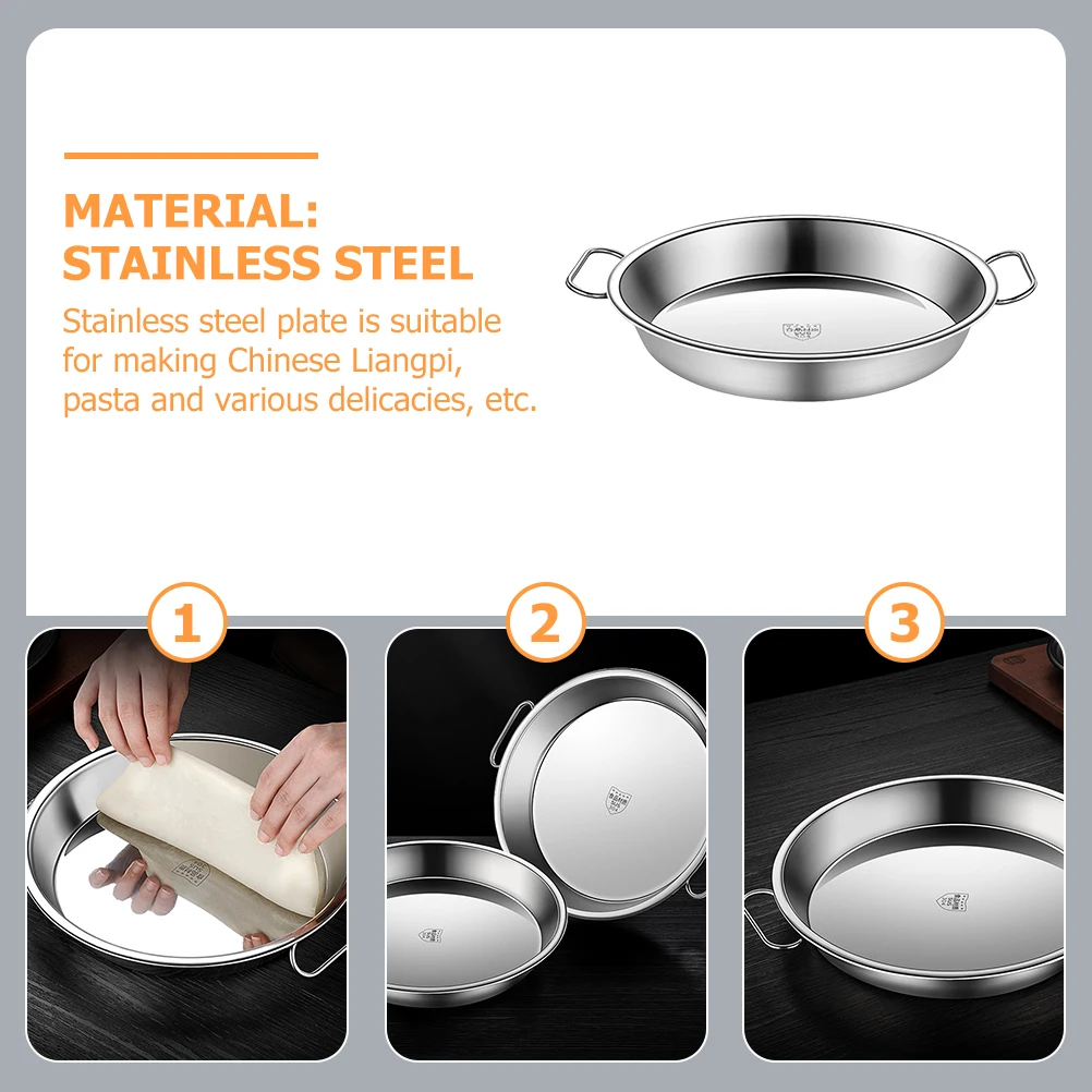 

Stainless Steel Steaming Tray Steamer Pan Liangpi Noodles Binaural Design Easy Storage Kitchen Outdoor Bbq Use