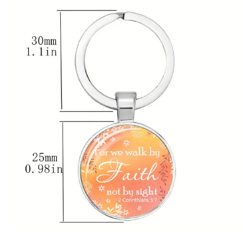 1pcs new letters for we walk by Faith Creative Time Jewel Key Ring