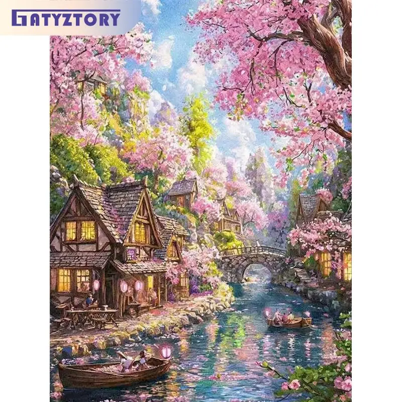 

GATYZTORY Painting By Number Outside Landscape Drawing On Canvas HandPainted Gift Picture By Number Scenery Kits Home Decoration