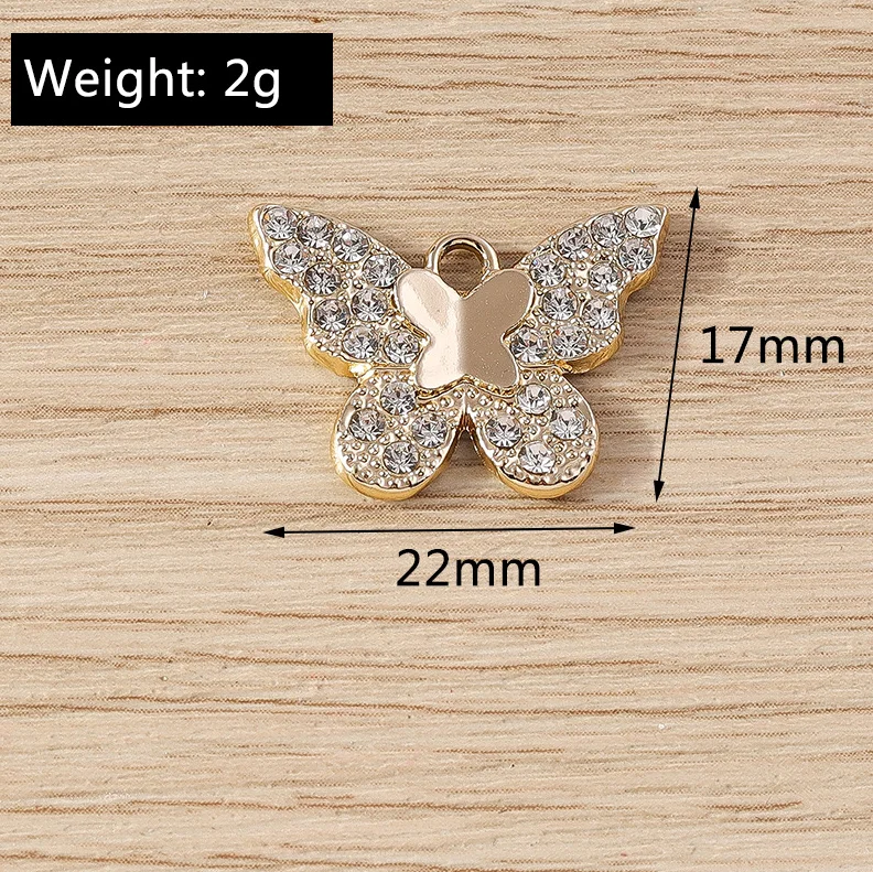 10Pcs Cute Enamel Rhinestone Butterfly Alloy Charms For Jewelry Making Necklace Earring DIY Keychain Crafts Supply