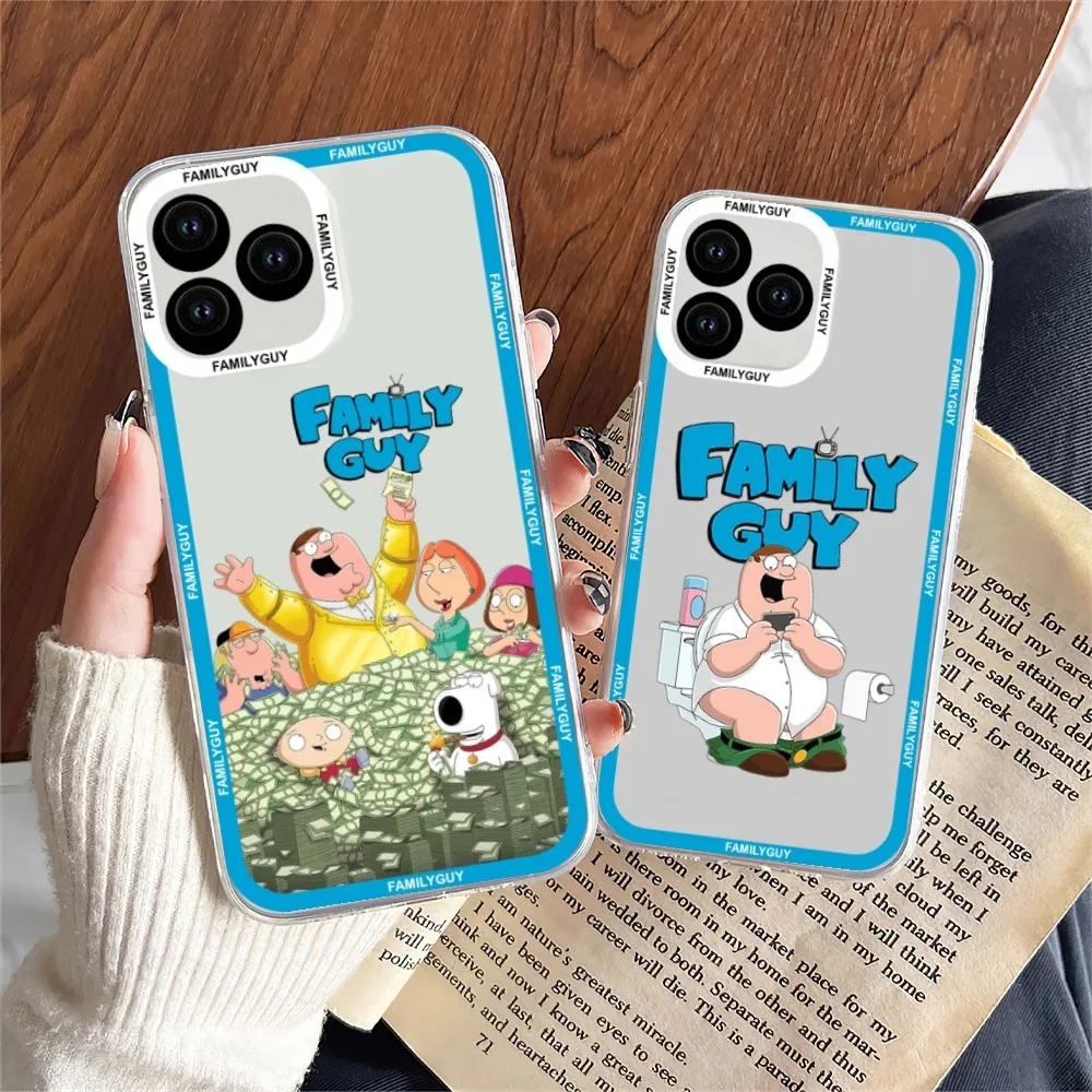 Funny Familys Cartoon Guy Phone Case For iPhone 11 12 Mini 13 14 Pro Max Transparent Shell