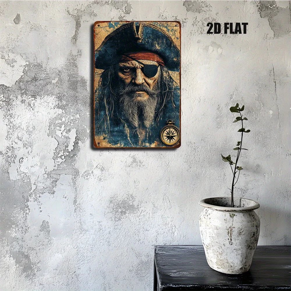 1 لوحة معدنية مسطحة ثنائية الأبعاد لصورة قرصان، مناسبة للديكور الفني مثل الداخلي والخارجي والمكتب. #4