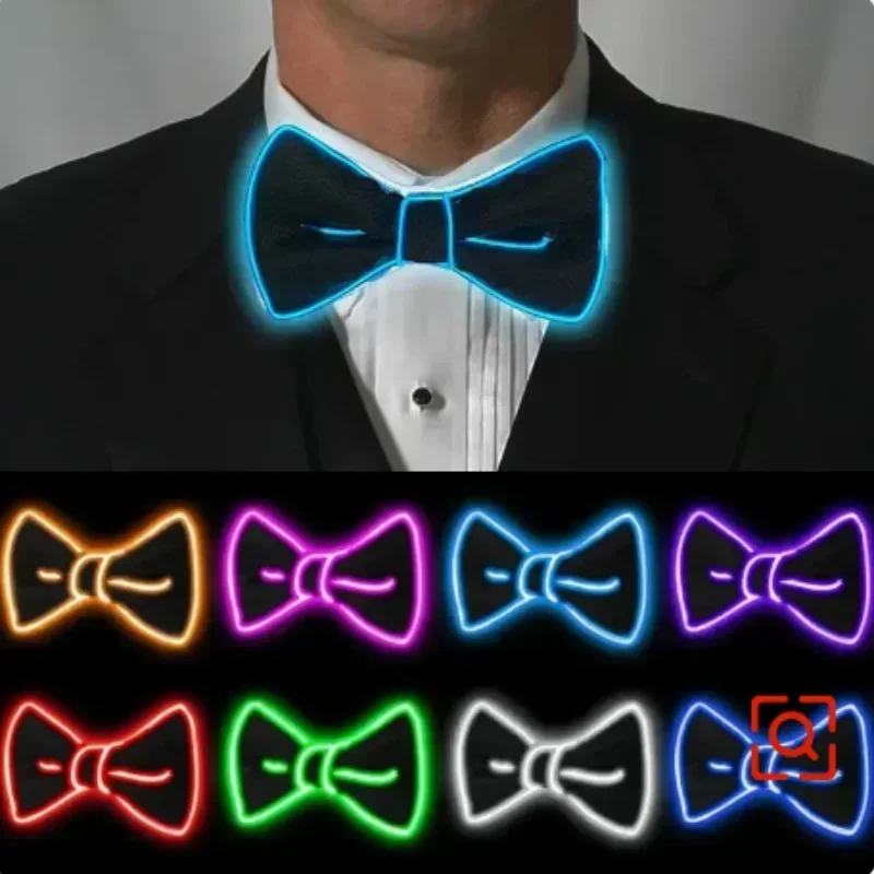 Glow in The Dark LED Bow Tie Luminous Flashing Suspenders for Crazy Wedding Party Time Christmas Decor Halloween Cosplay Costume