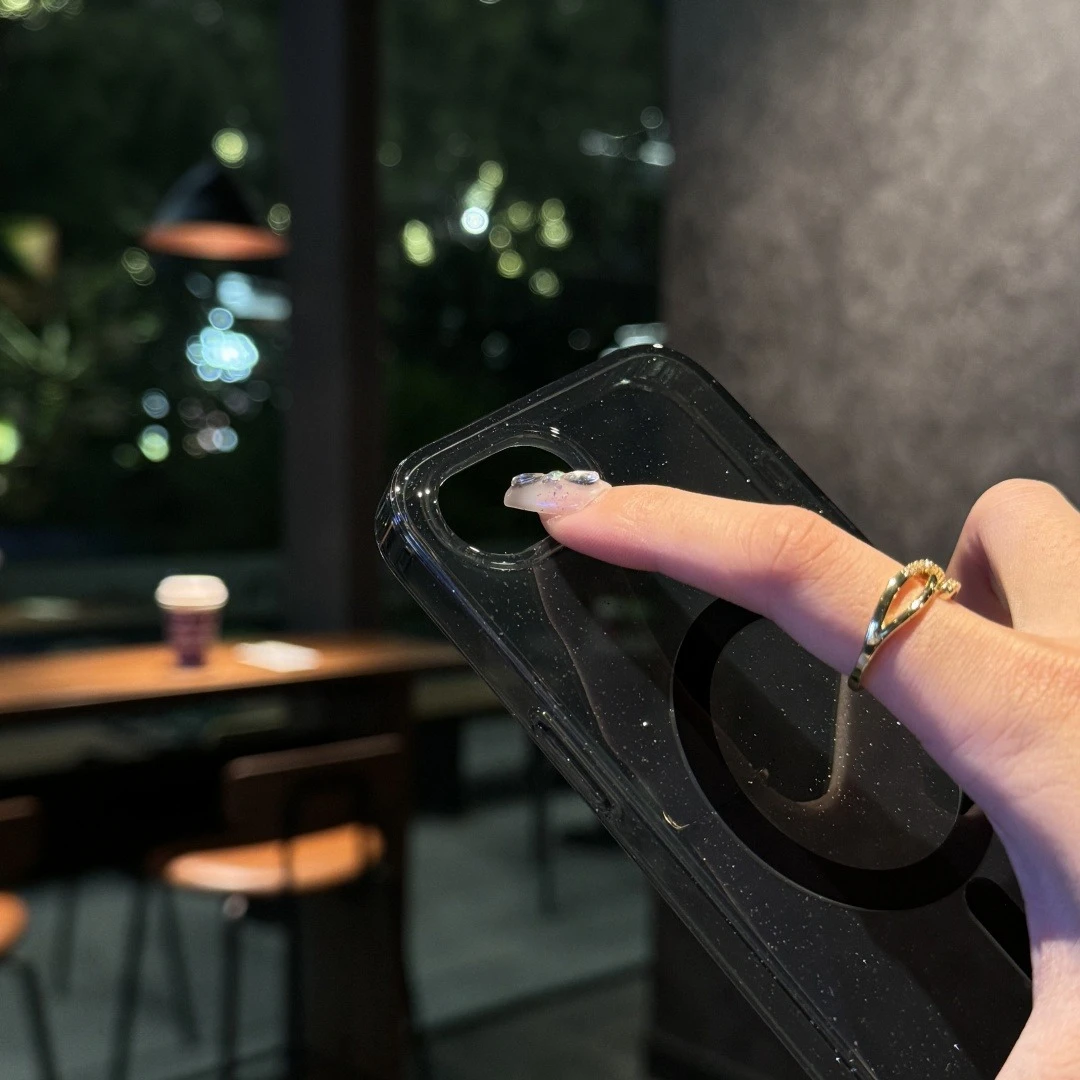 ブリンブリングリッター Magsafe ケース iPhone 16e 透明アクリル磁気ワイヤレス充電カバー iPhone16 E i16e SE 4 カバー