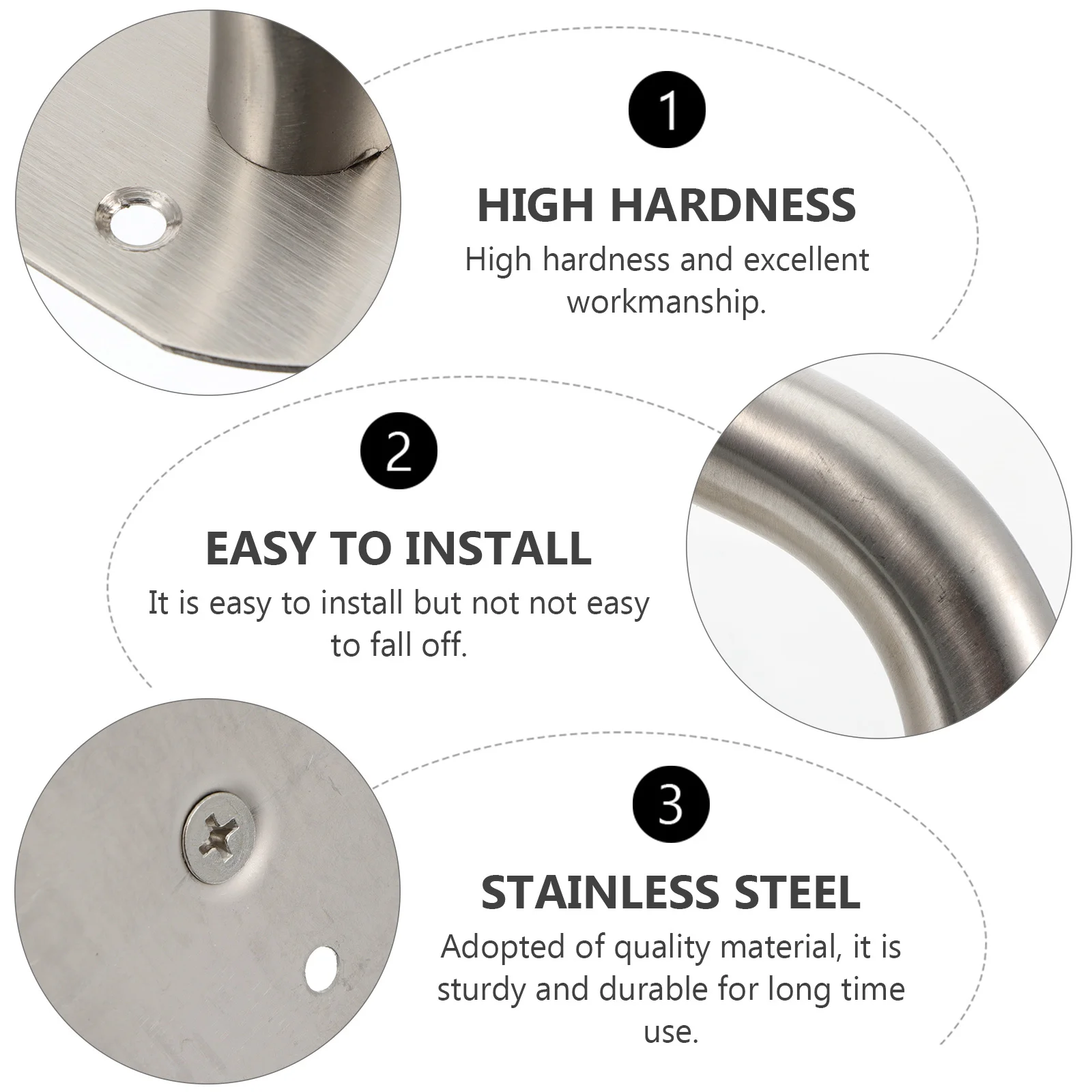 

Elliptical Door Handle Stainless Steel Pull Plate High Hardness Anti Corrosion Easy Install for Office Hotel Home Glass Door