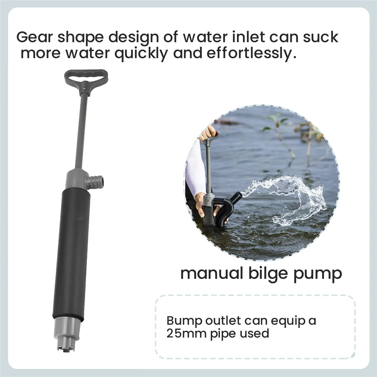 

SLQZT Kayak Bilge Pump Floating Hand Pump Portable Hand Water Pump Kit Bilge Pump for Kayak Canoes and Boats Accessories