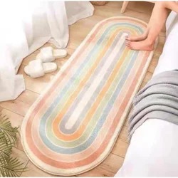 Ins-alfombra de flores de arcoíris, alfombrilla gruesa y esponjosa, suave, antideslizante, larga, para dormitorio, sala de estar, decoración para niñas